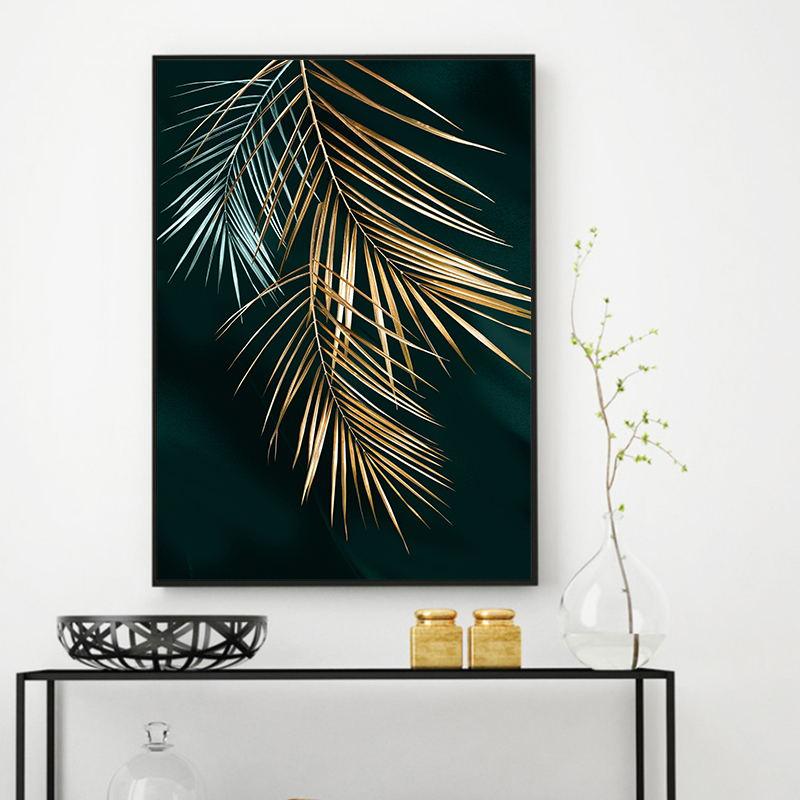 Abstract Golden Plant Leaves - At Home Living