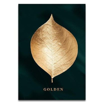 Abstract Golden Plant Leaves - At Home Living